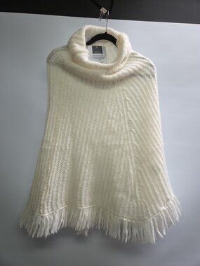 Dimensione Maglia Women's Mohair Wool Blend Ivory Knit Poncho Dress NWT One Size
